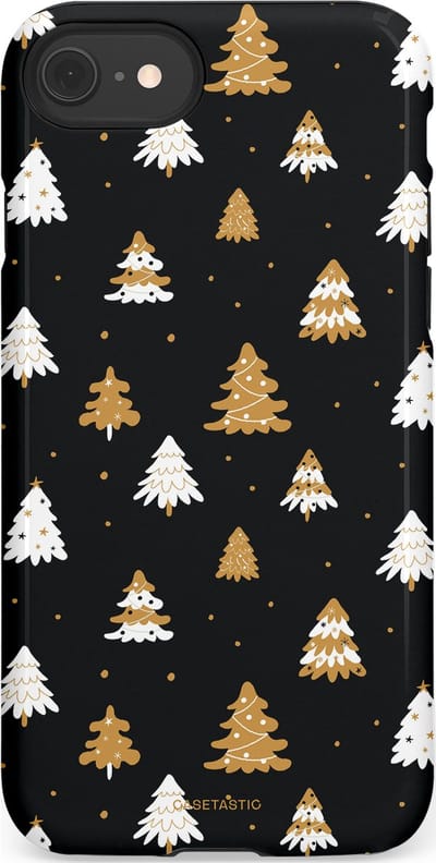 Casetastic hoesje geschikt voor Apple iPhone SE / Apple iPhone 7 / Apple iPhone 8 - Dubbellaagse bescherming - Happy Chistmas Kerstbomen - Fashion Case - Zwart
