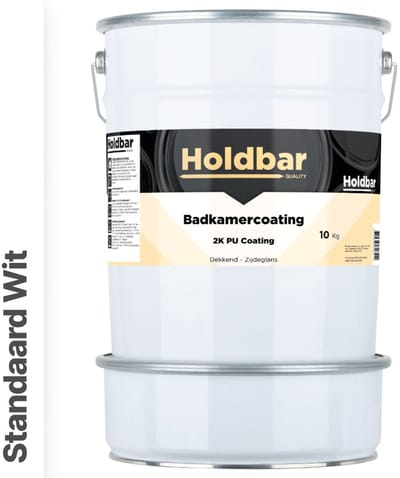 Holdbar Badkamercoating Standaard Wit 10 kg - Badkamerverf - Tegelverf - Alle kleuren - Waterdichte Badkamer verf - Ook Toepasbaar in douchecel - Gemakkelijk te reinigen - 2 Componenten