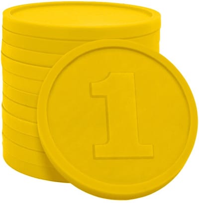CombiCraft consumptiemunten getal 1 in geel - verpakking 1000 stuks