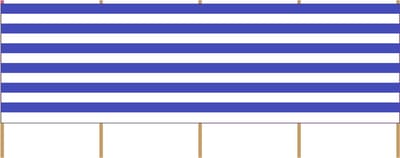 Windscherm - gestreept wit/donkerblauw - 3 x 1,5 meter - Strand/camping scherm