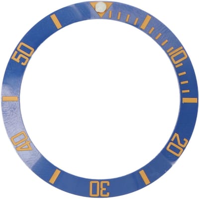 Horlogebezels Inzetstukken Blauwe Cirkel met Gouden Woorden Keramiek Horlogewijzerplaat Bezelring voor Vervangingen blue