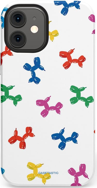 Casetastic Hoesje Geschikt voor Apple iPhone 12 Mini - Stijlvolle Beschermende Duo-layer Case - Ballonnen hondje