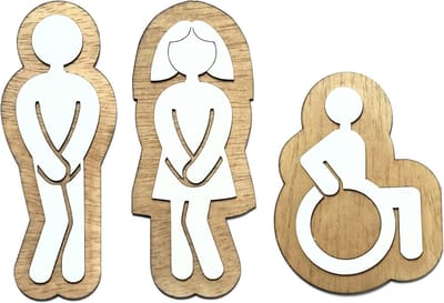 Bathroom Signs for Men, Women, and Disabled - Wooden Door Plates