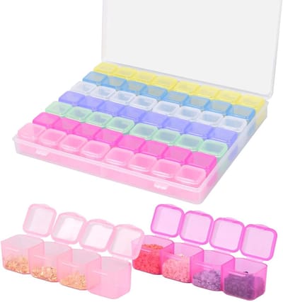 Opbergdoos voor Diamant Schilderen met 56 Compartimenten - Plastic Sorteringskast voor Nagelkunst, Kleine Onderdelen en Sieraden