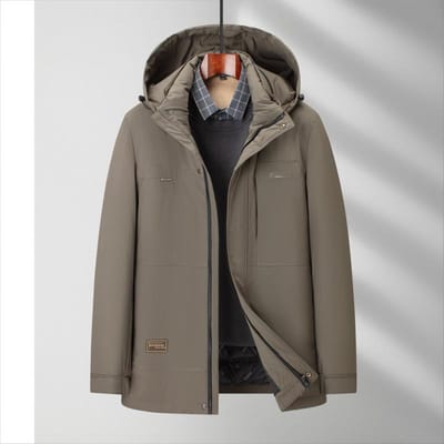 Doudoune pour homme Nouveau style Âge moyen Business décontracté À capuche Épaissie Coupe-froid et chaude Doudoune pour homme 4XL gray