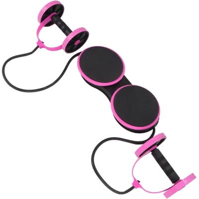 Roue abdominale à rouleau Multifonctionnel Musculation Entraînement des muscles abdominaux Rouleau à corde à tirer Rose black