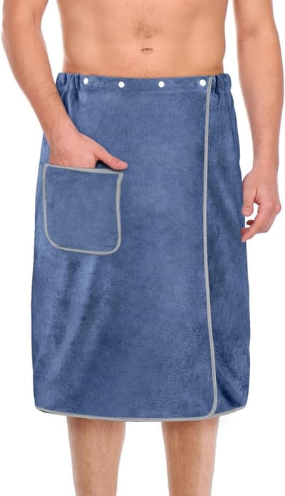 Grijze Sauna Kilt voor Mannen met Elastische Verstelbare Maat, Sneldrogend en Ideaal voor Gym, Douche en Spa