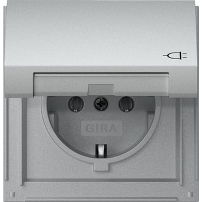 Gira TX44 IP44 Aluminium Stopcontact Met Scharnierende Afdekking - 445465
