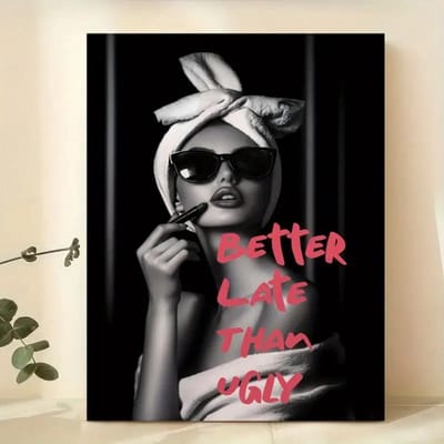 Badkamer poster - Toilet poster - Design poster - vintage poster - Better late then ugly - Huis interieur - stijl poster - vintage - Trendy