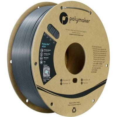 Polymaker PF01037 Dark Grey Filament ASA UV-bestendig, Weerbestendig, Hittebestendig, Slagvast 1.75 mm 1000 g Donkergrijs PolyLite™ 1 stuk(s)