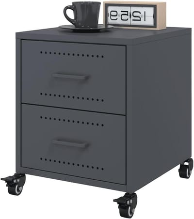 Nachtkastjes Set - Bijzettafels - Opbergen Slaapkamer - Stabiel Koudgewalst Staal - 36x39x43.5 cm - Antraciet