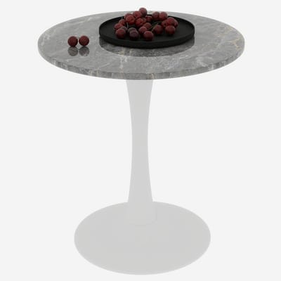 Ronde Eettafel - Witte Bistrotafel - Eettafel 70 cm - Keukentafel - Mid-century - Marmerlook - Compact - Keuken - 70x70x72 cm - 4 personen - Wit