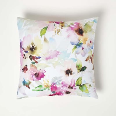 utdoor kussen aquarel bloemen, kleurrijk tuinkussen 45x45 cm, bloemkussen voor terras & balkon