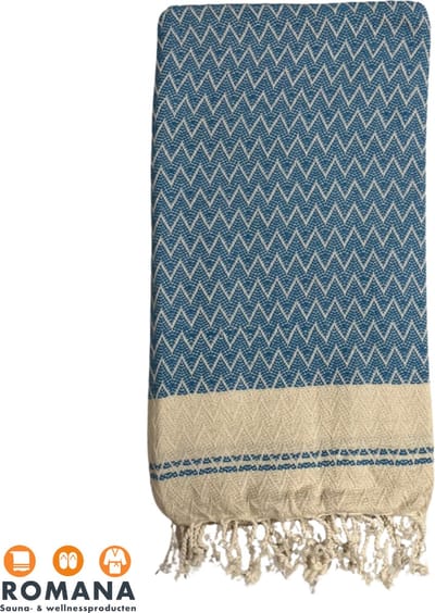Romana Products Waves Hamamdoek - Baddoek - Strandlaken - Saunalaken - 100cm x 180cm - Blauw