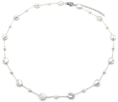 Ketting met Parels - RVS - Lengte 39-44 cm - Zilverkleurig