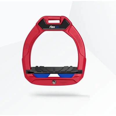 Veiligheidsschoenen voor kinderen met schuin grip in rood/zwart/blauw. Flex-On Safe-On