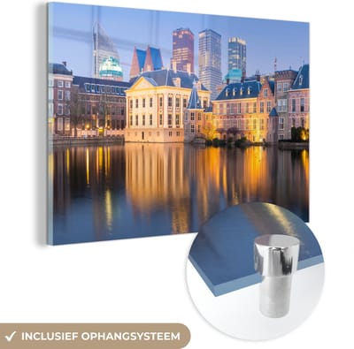 MuchoWow® Glasschilderij 60x40 cm - Schilderij acrylglas - Politiek - Nederland - Den Haag - Foto op glas - Schilderijen