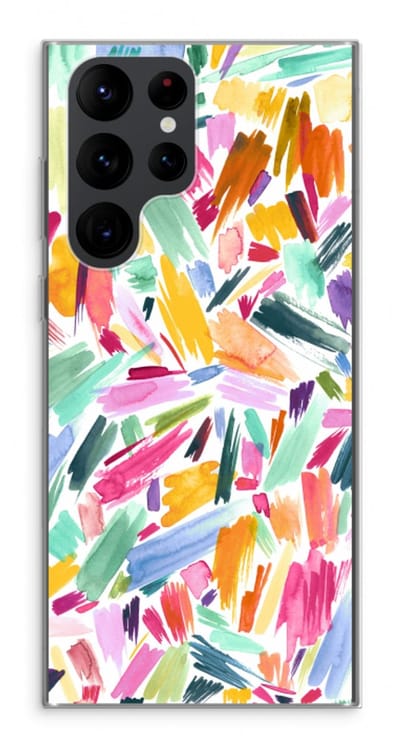 Hoesje geschikt voor Samsung Galaxy S22 Ultra hoesje - Watercolor Brushstrokes - Soft Cover Telefoonhoesje - Bescherming aan alle Kanten en Schermrand