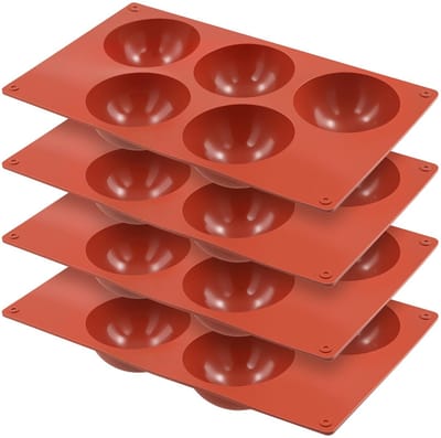 Dailygoods- Siliconen Mallen Set van 4 - Halve Bolvormen - Chocoladevormen - Taartdecoraties - Puddingvormen - 5 Holtes per Mal - Bakvorm