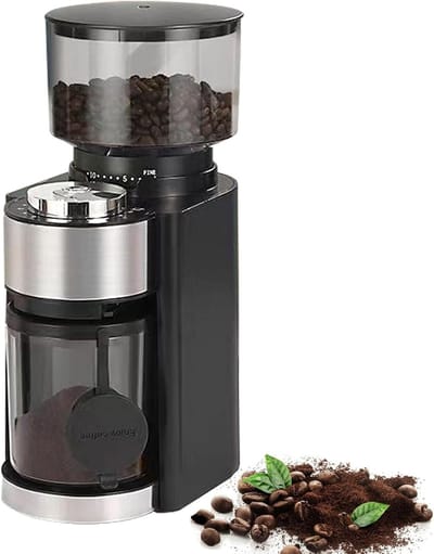 KZQ Koffiemolen - Elektrische koffiemolen - Espressomolen - 25 maalstanden - Timer voor 2-12 kopjes - Bediening met één knop - Gemakkelijk schoon te maken - Geschikt voor thuis en op kantoor - Zwart