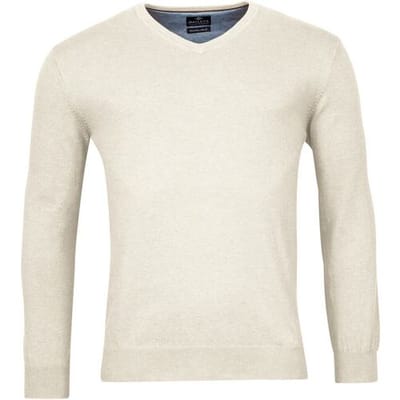 Baileys Trui Luxury Pima Cotton V-Neck Single Knit Kitt Melange / male