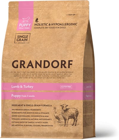 Grandorf - Lam & Kalkoen - Puppy - Hondenvoer - Hypoallergeen - 10 kg