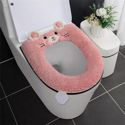 Toiletstoelhoezen - Toiletbril kussens - Warmte en comfort - Huidvriendelijke pluche stof - 2 stuks - Roze