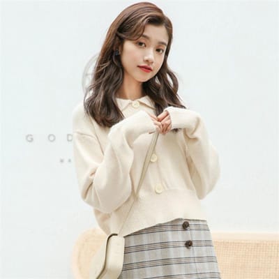 Lui Kleine Geurige Wind Herfst- en Winterkleding Korte Trui Dames Lange Mouwen Losse Set Hoofd Onderkleding Gebreide Kleding L
