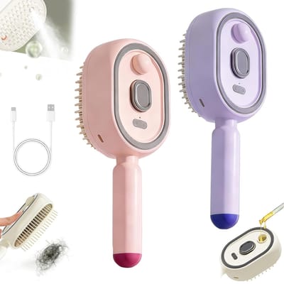 Elektrische Stoomborstel - 2 stuks - 3 in 1 - Luchtkussenkam - met Stoomfunctie - Oplaadbaar - Multifunctionele Stoom Haarborstel - Massageborstel tegen Pluizig Haar - voor Krullend, Droog en Klitterig Haar - Haarborstel Cadeau - met oplaadkabel