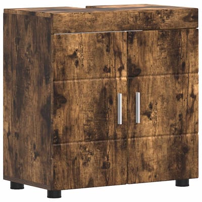 vidaXL - Badkamerkast - set - TULUM - Rook - Eiken - 60 - x - 34 - x - 63 - cm - Bewerkt - hout