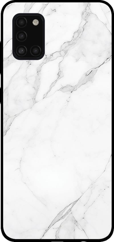 Smartphonica Telefoonhoesje voor Samsung Galaxy A31 met marmer opdruk - TPU backcover case marble design - Wit geschikt voor Samsung Galaxy A31