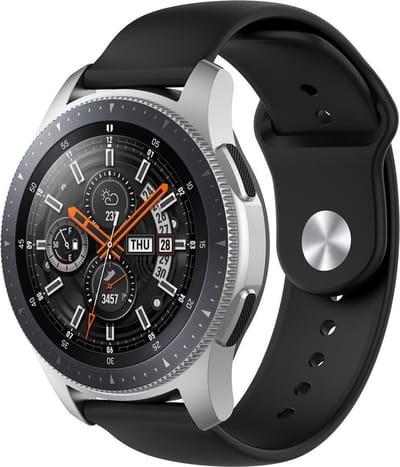 123watches siliconen sport band - zwart - 18mm - SM - Geschikt voor Garmin Vivoactive 4S / Venu 2S / Venu 3S / Vivomove 3s / Overige smartwatches met 18mm bandje