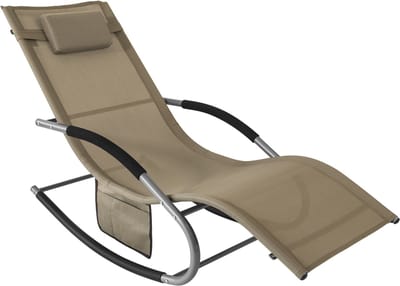 Bergson Ligstoel - Relaxstoel - Schommel - Afneembaar Kussen - Tot 150 kg - 150x63 cm - Bruin
