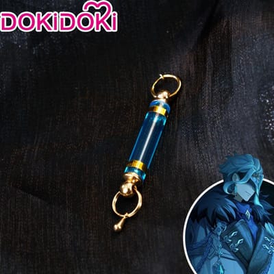 Il Dottore Pruik Spel Genshin Impact Fatui Harbingers Cosplay Pruik DokiDoki Voorkant Kant Fatui Dokter Masker Oorbellen One Size black