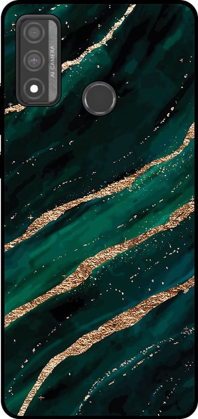 Smartphonica Telefoonhoesje Geschikt voor Huawei P Smart (2020) met marmer opdruk - TPU backcover case marble design - Groen Goud geschikt voor Huawei P Smart (2020)