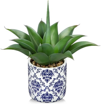 33 cm Kunstplant in Pot - Moderne Agave en Aloe Vera Decoratie voor Woonkamer, Balkon en Badkamer - Ideaal voor Binnen en Tafeldecoratie