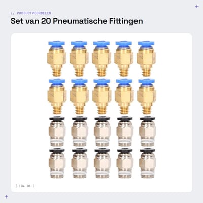 Dailygoods- Pneumatische Fitting Set 20 Stks - PC4-M6/M10 - Messing/Roestvrij Staal - Push To Connect - 3D Printer Accessoire - Compatibel met Creality Ender 3