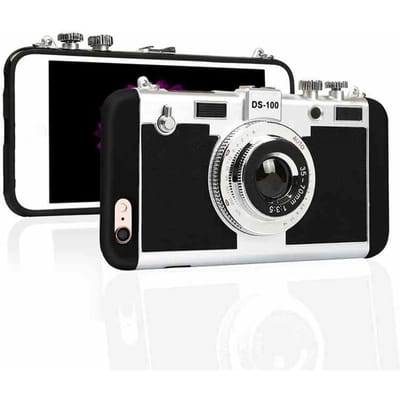 Vintage Camera Telefoonhoesje Modern 3D Vintage Stijl Camera Design Siliconen Hoes met Lang Koord iPhone 5/5s/se