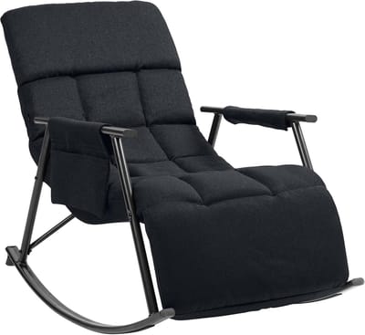Schommelstoel Volwassenen - Relaxfauteuil Binnen - Ontspannen Zitten - Verstelbare Rugleuning - 100 cm Diep - Zwart