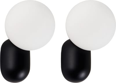 HELME - Wandlamp set van 2 - Zwart - Opaalglas