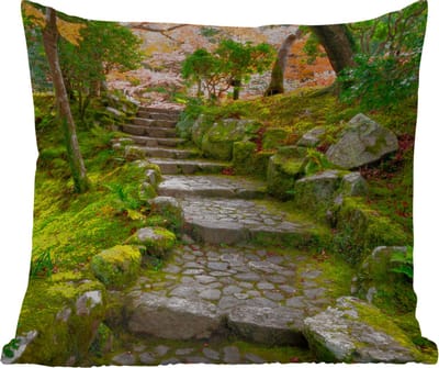 Tuinkussen - Natuur - Stenen - Pad - Mos - Japans - 40x40 cm - Weerbestendig