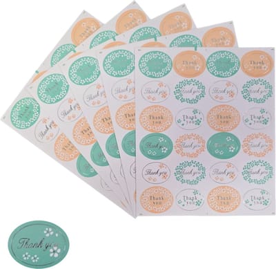 240x Thank You Stickers Op Vel - 32x25mm - Thank You Ovaal Zilver - Sluitsticker - Sluitzegel - Cadeau Sticker - Bloemen - 240 Stuks