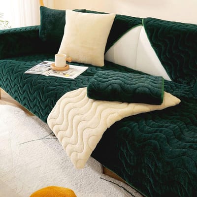 Verdikte Konijnenpluche Bankkussen, High-end Effen Kleur Antislip Bankhanddoek, Winter Scandinavische Eenvoudige Stijl Bankhoes 70*70cm