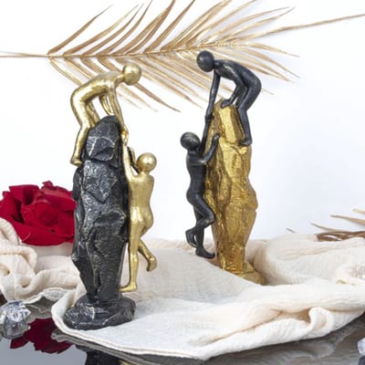 Set Steen met figuren "Helping Hand" Goud en zwart kleuren, hoogte: 26,5 cm, breedte: 10 cm, 2- maal geassorteerd set