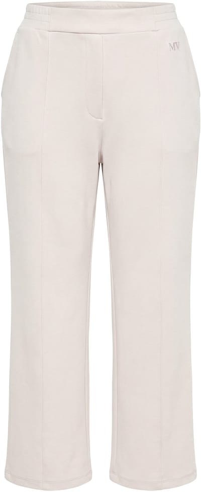 Ulla Popken - Dames - Sweatpants wijde rechte pijp biezen elastische tailleband - Grijsbeige - Maat 58+