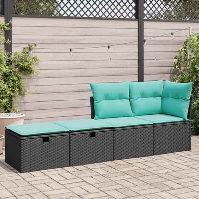 vidaXL - 2-delige - Loungeset - met - kussens - poly - rattan - acacia - zwart