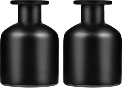 Lege Glazen Diffuser Flessen van 150ml voor Aromatherapie, Essentiële Olie en Kamerspray met Vulbare Geurstaafjes en Houder in Zwart