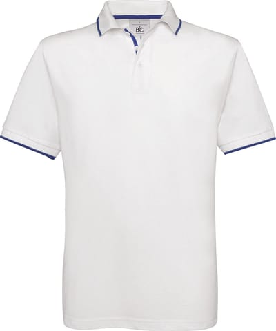 Polo shirt 'Safran Sport' Wit/Kobaltblauw merk B&C maat M
