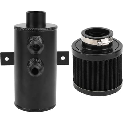 Bidon d'huile avec filtre à vanne de vidange 10 AN Universel à chicane 2 ports Aluminium 750ML Noir