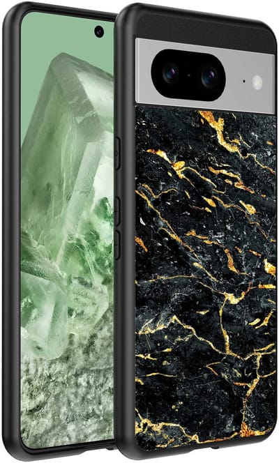 Geschikt voor Google Pixel 8 Telefoonhoesje met Zwart Goud Marmer Opdruk - TPU Backcover Case Black Gold Marble Design - Zwart Goud - Smartphonica geschikt voor Google Pixel 8